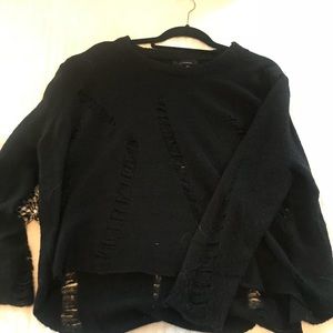 Oliveacious Black distressed sweater